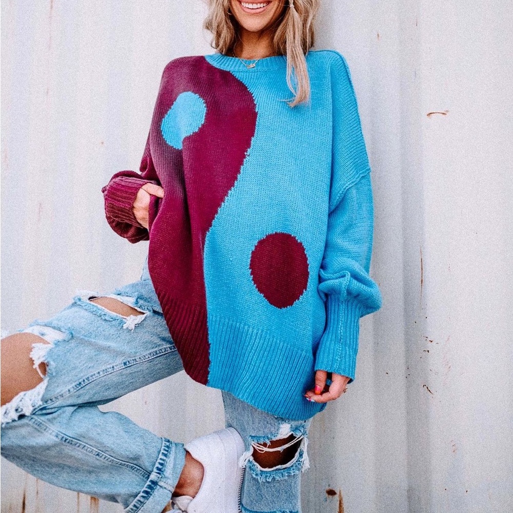 Dressed in LALA yin yang sweater, small